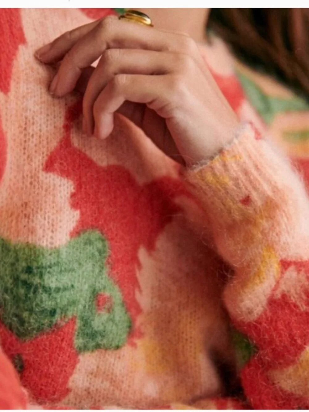 ⚡️Flash Sale⚡️Sezane May Jumper Orange Red Floral French Sweater Knit - Picture 3 of 8
